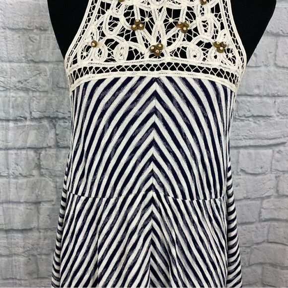 Hazel 100% cotton striped dress with lace size medium women - Picture 4 of 13